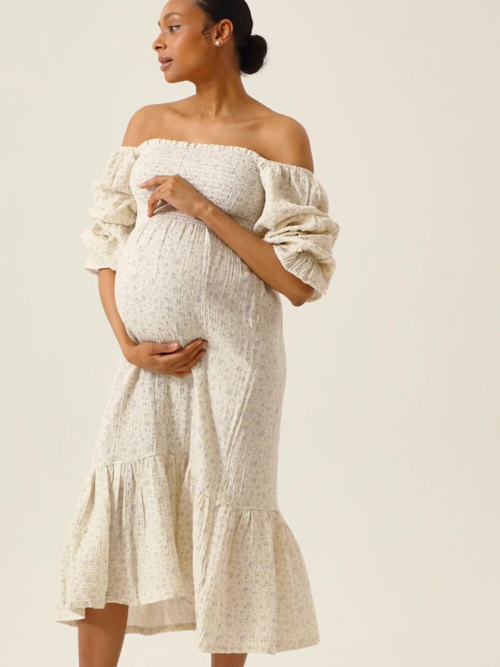 *Modified* NOTHING FITS BUT Yuki Floral Cotton Gauze Maternity Dress, Size L